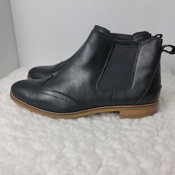 Sperry Fairpoint Leather Chelsea Boot Size 11 Black Leather Brogue Ankle Shoes G - Picture 3 of 9